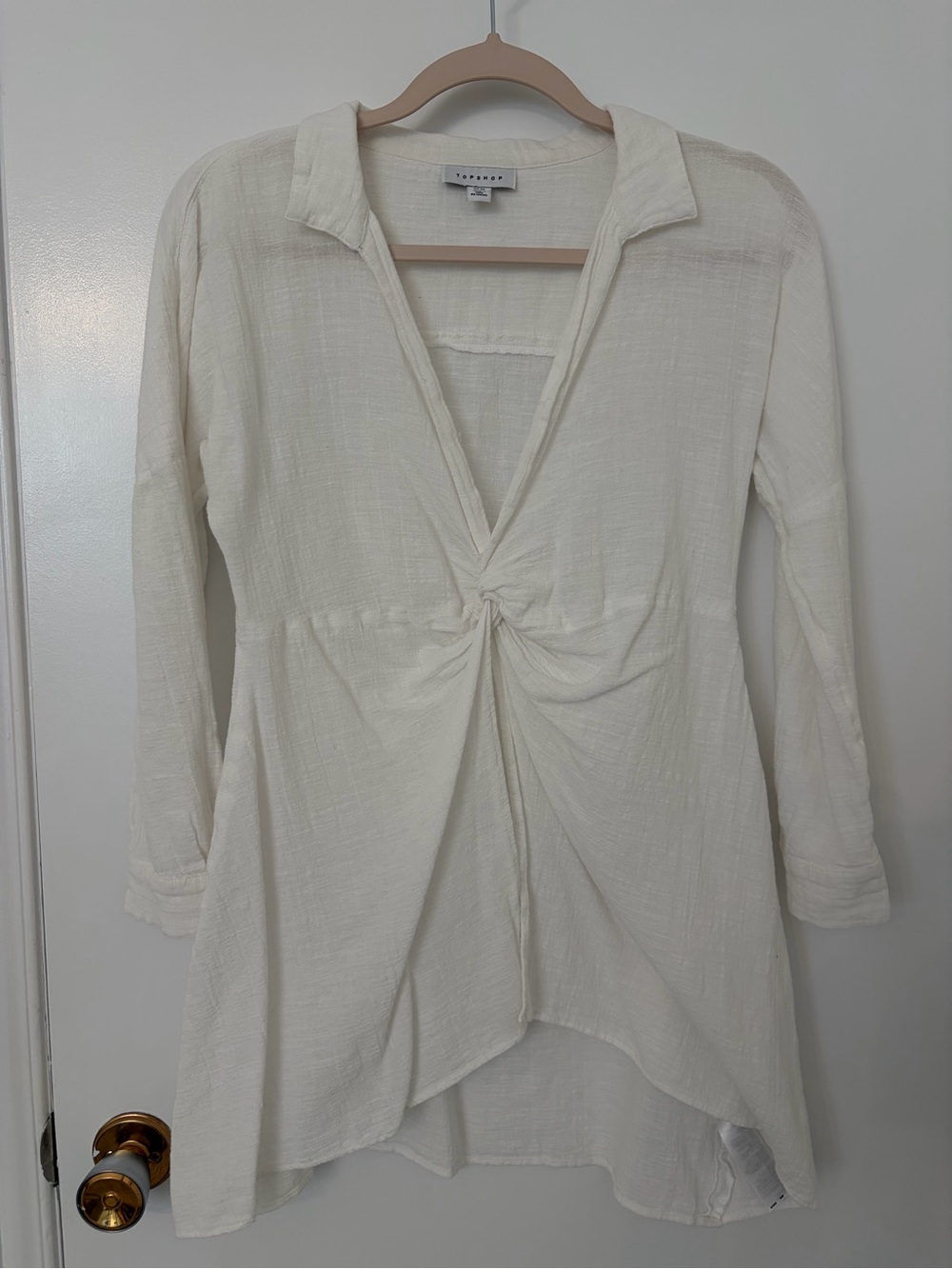 Topshop Knot-Front Cream Tunic Cover-up